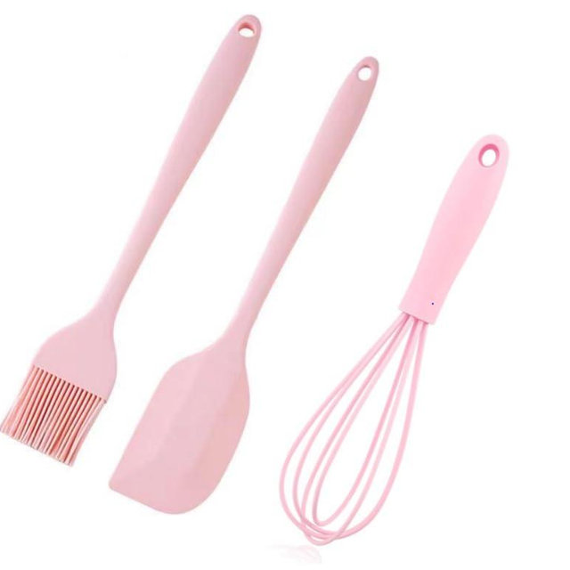 WinAimer Premium Silicone Basting Brush Set of Two Heat Resistant Long Handle Pastry Brush for Grilling, Baking, BBQ and Cooking, Solid Core and Hygienic Solid Coating (Green) (3, pink)