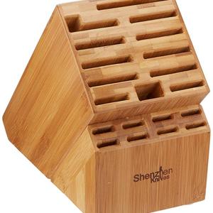 20 Slot Bamboo Universal Knife Block Without Knives. Knife Storage Organizer and Holder by Shenzhen Knives.