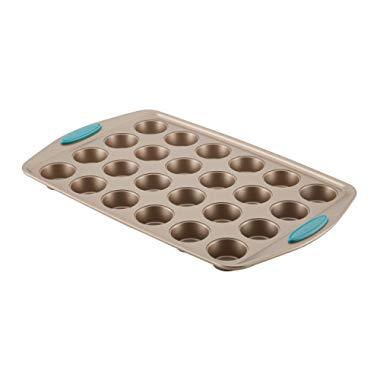 Rachael Ray 47549 Cucina Nonstick 24-Cup Muffin Tin With Grips / Nonstick 24-Cup Cupcake Tin With Grips - 24 Cup, Brown