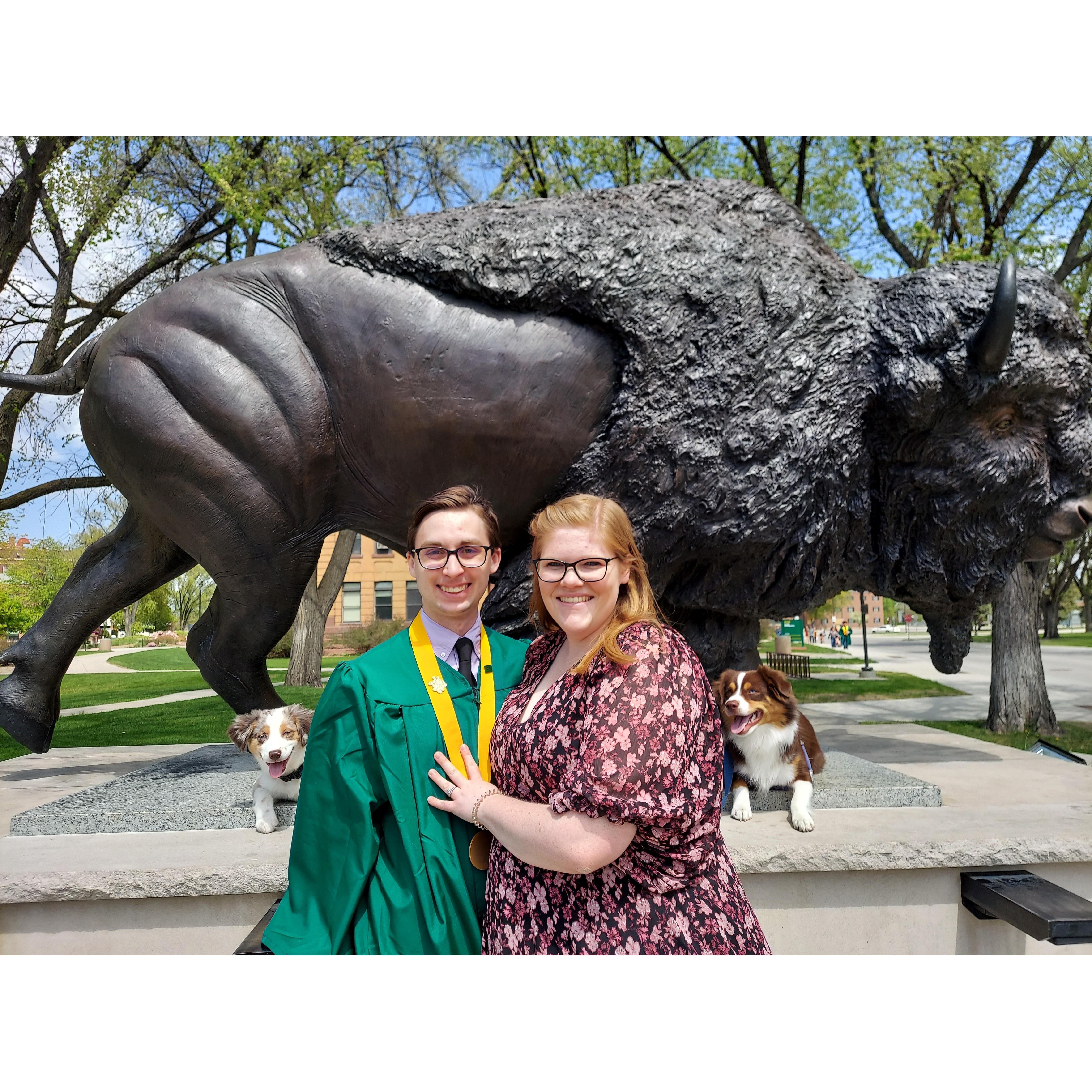 Riley's Bachelor graduation May 2021. Cooper and Eevee even posed for the occasion!