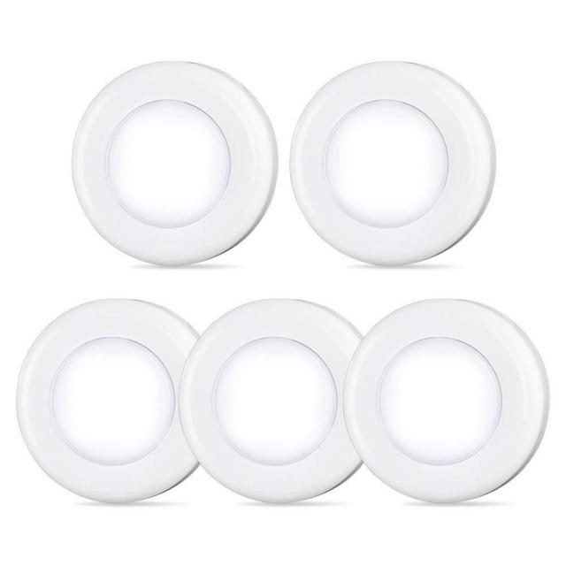 Tap Light Push Lights STAR-SPANGLED Mini Night Touch Light LED Puck Lights Portable Under Cabinet Lighting Battery Operated Powered DIY Stick On Lights Wireless Closet Counter Kitchen Cool White 5Pack