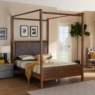 Natasha Platform Canopy Bed with Stylish Button Tufting