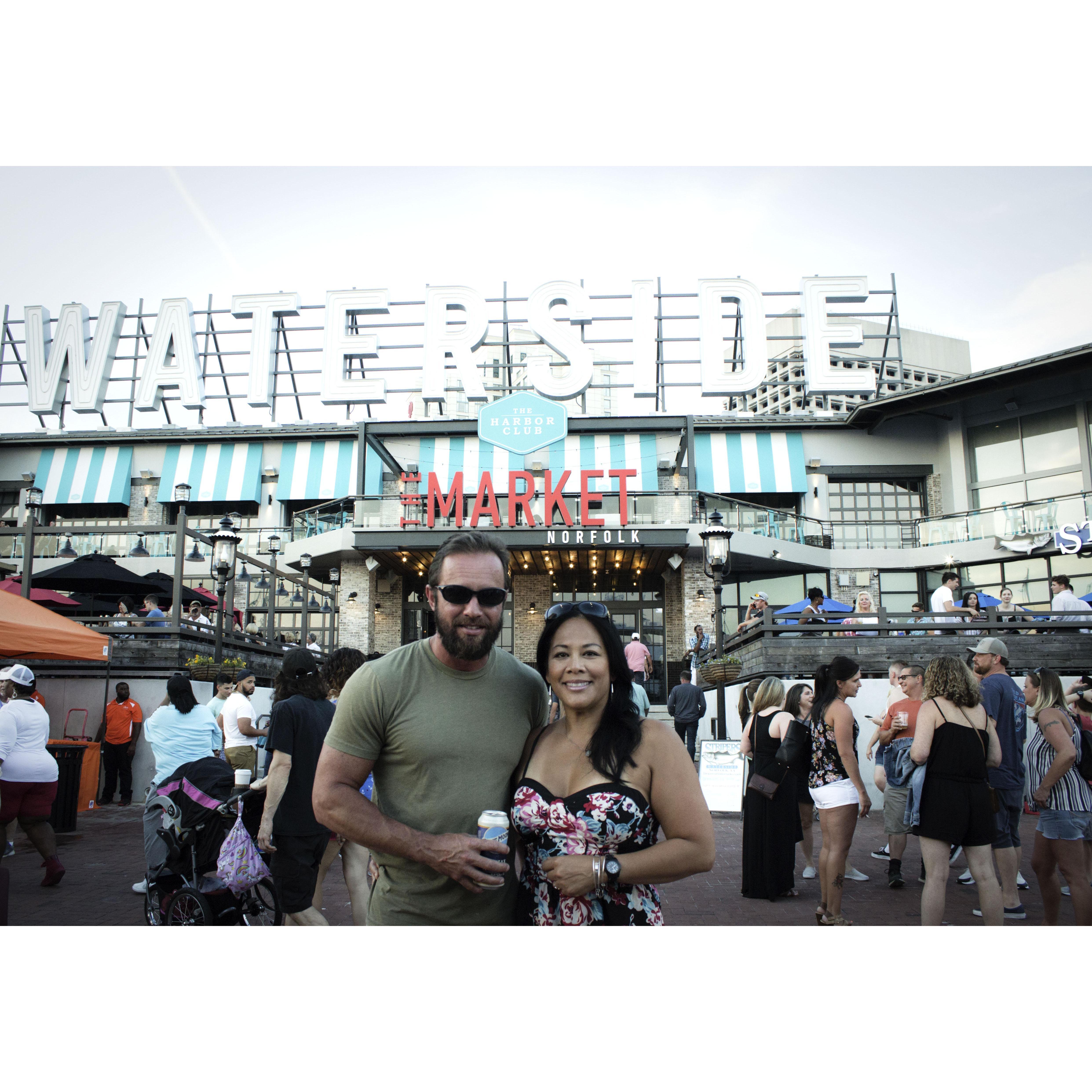 This photo was taken at Waterside in Norfolk. He asked if Emily and I wanted to go to Harborfest 2018. It was a beautiful night, with a slight breeze and amazing fireworks.