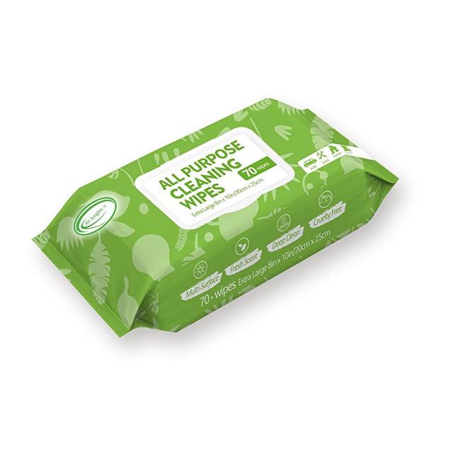 Air Jungles All Purpose Car and Home Cleaning Wipes 70 Count (Pack of 1), Extra Large 8" x 10" Size Cleaner Wipes for Car Interior Household Appliance Kitchen Dust Yoga Mat Desk Gym Equipment Couch Desk & More