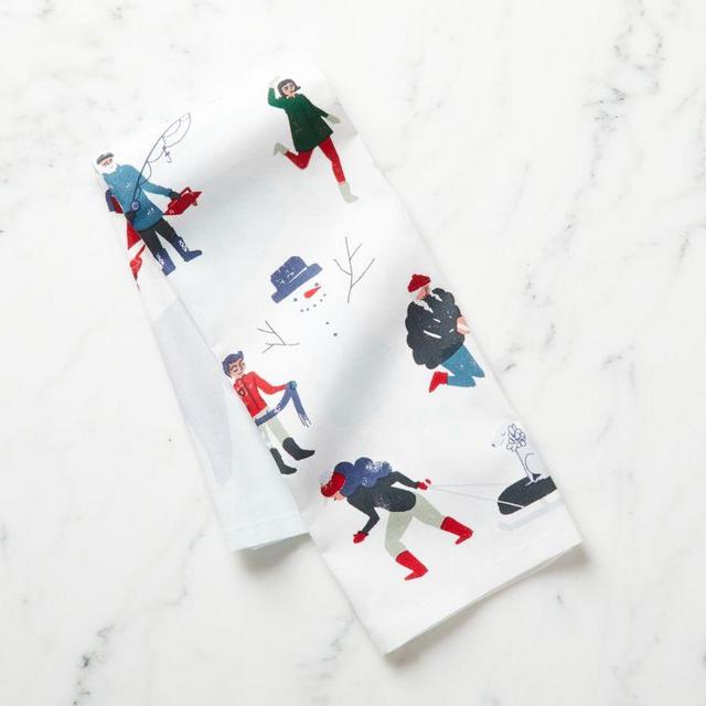 Winter Activities Dish Towel