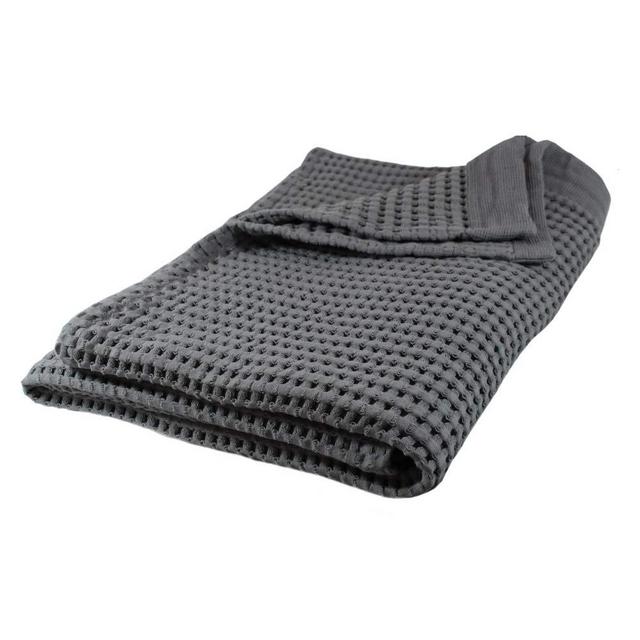 Premium Large Waffle Weave Bath Sheet 100% Natural Cotton – Fast Drying Extra Absorbent Soft Thin Lightweight Fade Resistant with Modern Design (Slate)
