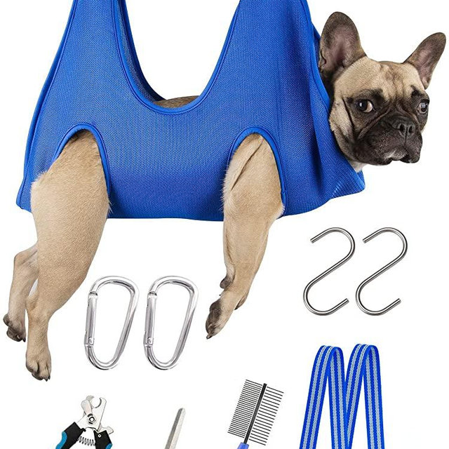 Kkiimatt 10 in 1 Pet Grooming Hammock Harness with Nail Clippers/Trimmer, Nail File, Comb,Dog Nail Hammock, Dog Grooming Sling for Nail Trimming/Clipping