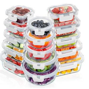 VERONES 30 Pieces Glass Meal Prep Containers Set, Stackable Glass Food Storage Containers with Lids-Airtight Glass Lunch Containers，for Microwave, Oven, Freezer & Dishwasher,White
