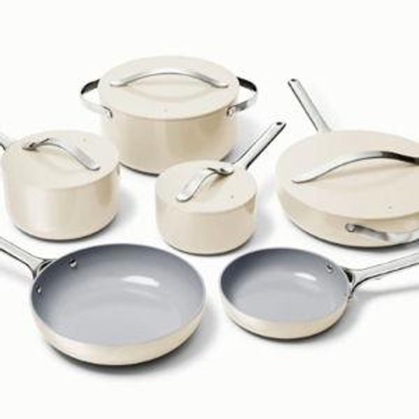 Ceramic Cookware & Minis Set | Nonstick Pots & Pans Set | Non-Toxic - In Cream