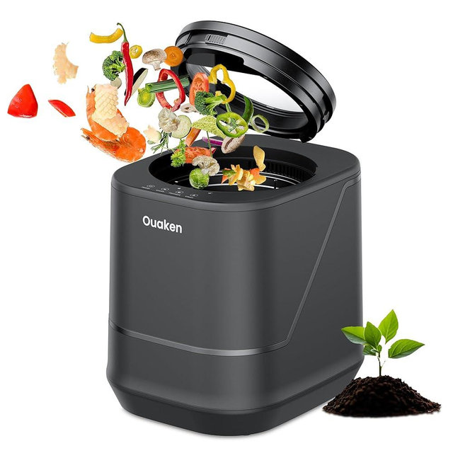 Electric Composter for Kitchen - 4L Countertop Indoor Compost Bin Smart Odorless Turn Kitchen Waste into Fertilizer Compost Maker, Low Noise, Auto-Clean, 2025 Newer Home Food composting Machine Gifts