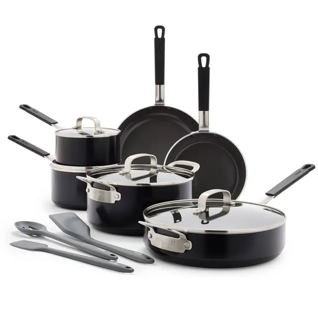 Bobby Flay 13pc Ceramic Nonstick Aluminum Cookware Set Black