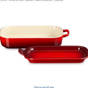Le Creuset Stoneware Rectangular Dish with Platter Lid, 3 qt., Cerise