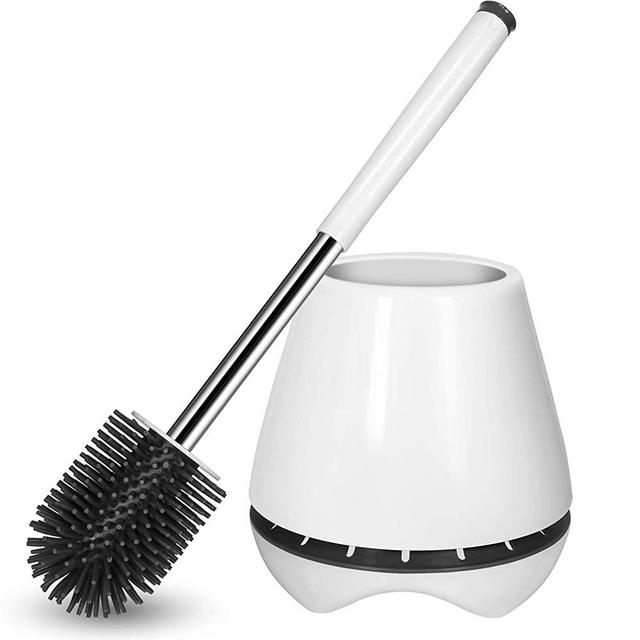 Toilet Brush and Holder Silicone Toilet Bowl Brush Bathroom Cleaning Bowl Brush Kit with Tweezers Sturdy Cleaning Toilet Brush