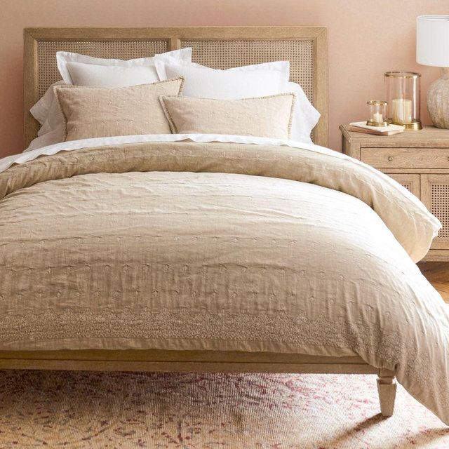 Open Box: Deepika Padukone Embroidered Duvet Cover, Full/Queen - Neutral Multi