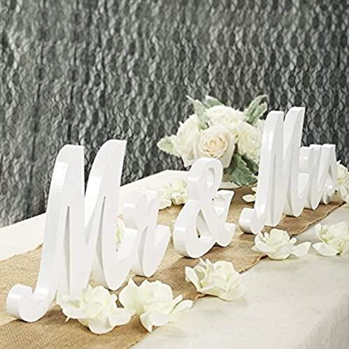 Bloobloomax 6 Inches High Wooden Mr and Mrs Sign Rustic Mr & Mrs Letters Wedding Signs,Photo Props,Party Table,Top Dinner,Rustic Wedding Decorations, White