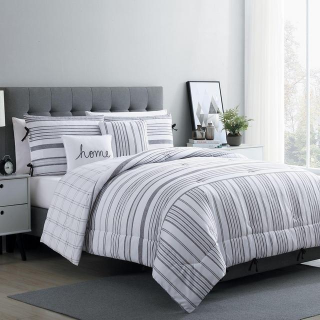 VCNY Home Farmhouse Princeton Reversible King Comforter Set in White/Grey