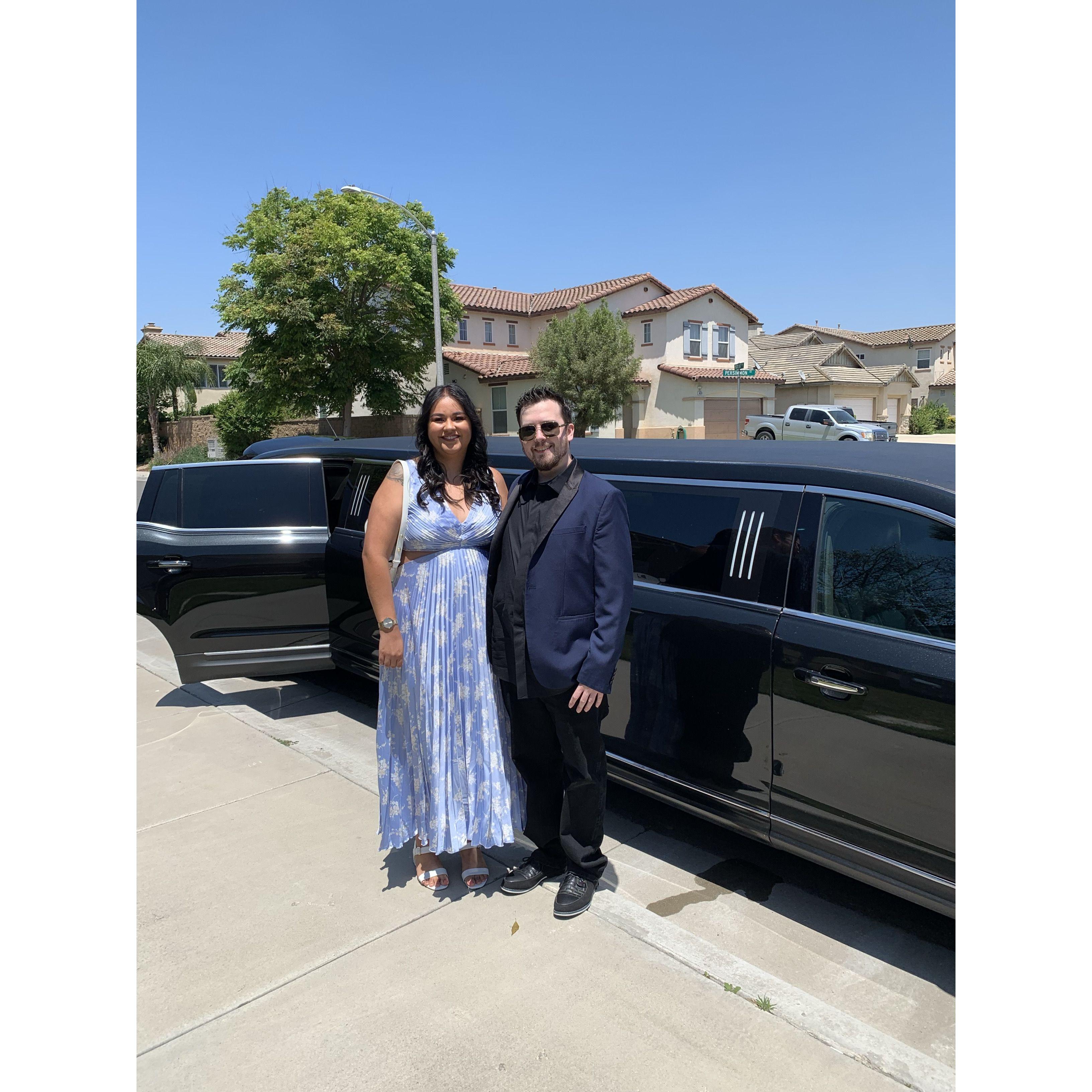 Limo to the beach on proposal day!