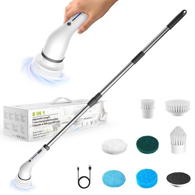 Electric Spin Scrubber,Cordless Scrubber Cleaning Brush with 7 Replaceable Brush Heads,2 Speeds Power Scrubber Brush for Bathroom,Tub,Floor,Car,Tile,Black