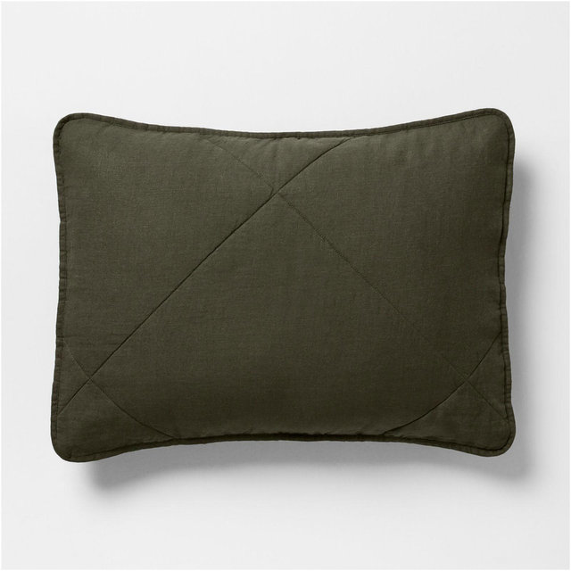 Aire Natural EUROPEAN FLAX ™-Certified Linen Ficus Green Standard Quilt Bed Pillow Sham