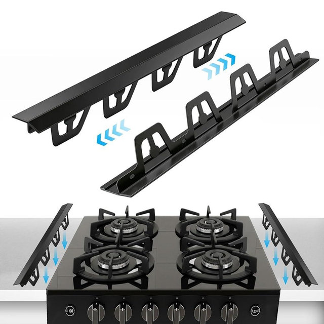 T-Shape Stove Gap Covers Stainless Steel, 2 Pack Stove Gap Filler Easy Retractable Length 13.8" to 27.5", Width 1.85" - ALMCALS Oven Gap Filler Stove Guards Range Trim Kit