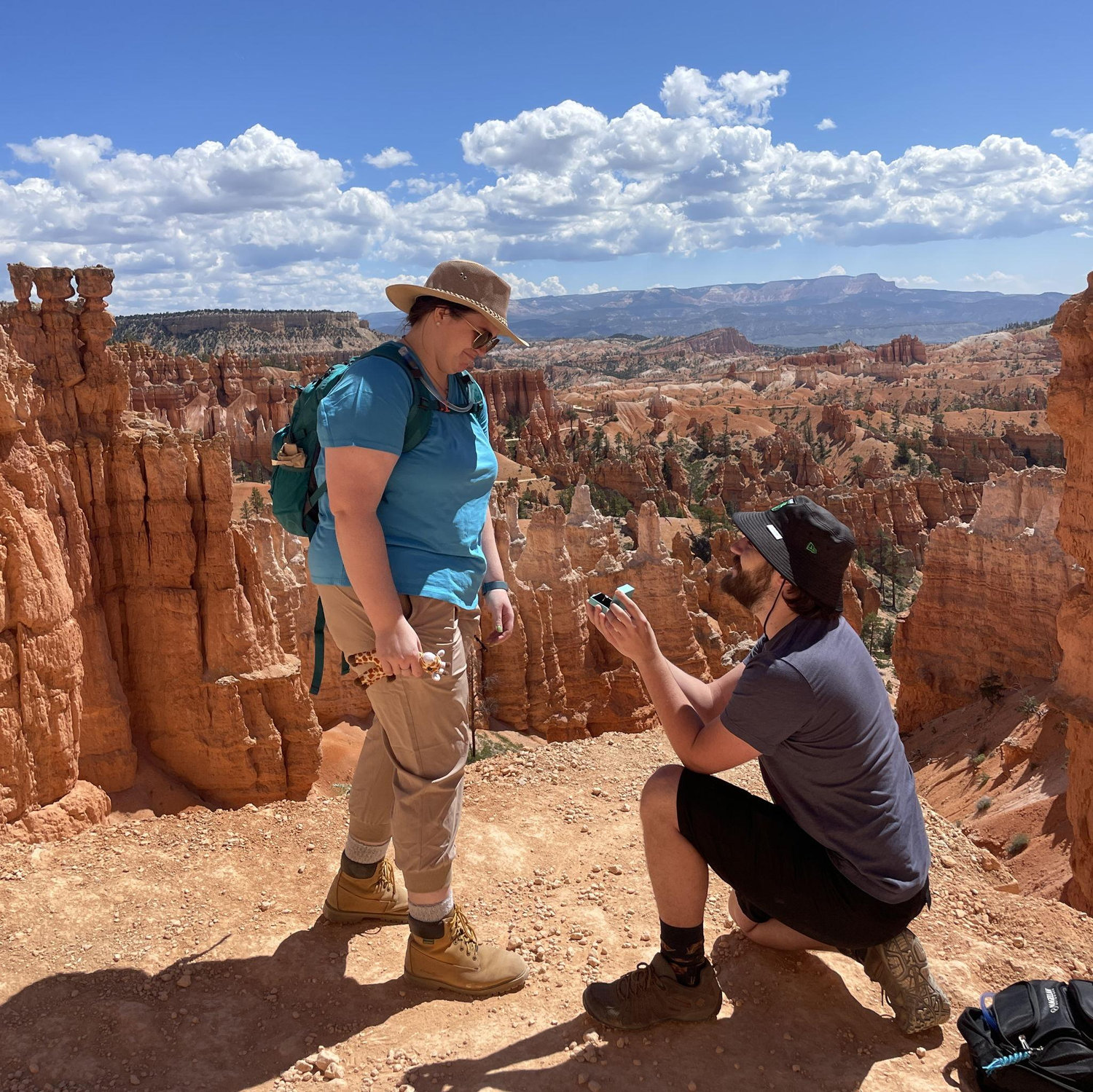 The proposal in front of Thor's Hammer at Bryce Canyon National Park.