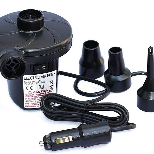 LotFancy Electric Air Pump, 12V DC Air Pump for Inflatables, Portable Inflator/Deflator Pumps for Kayaks, Outdoor Camping, Air Mattress, Air Bed Raft Pool Toys, with 3 Nozzles, Quick-Fill