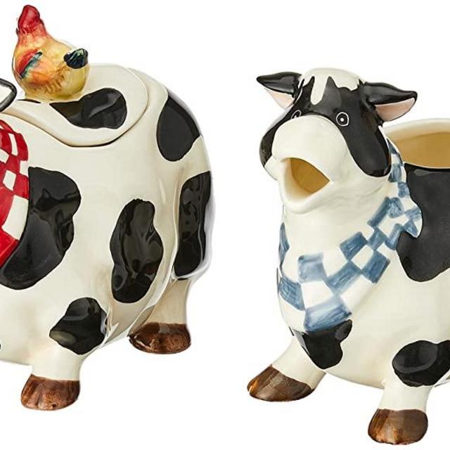 Appletree Design Barn Yard Cow Sugar and Creamer Set, 4-3/8-Inch, 4-1/2-Inch
