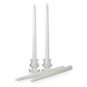 Taper Candles, Set of 4 & Glass Holder, Set of 2, White