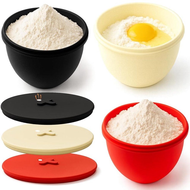 Silicone Bowl Liners for 5 Qt Tilt Head Stand Mixer, 3 Silicone Liners With Lid, Adjustable Air Hole, Dishwasher Safe, Food Grade Silicone, BPA Free, Not for Bowl Lift Models