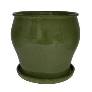 16 in. Solid JS Green Studio Ceramic Planter