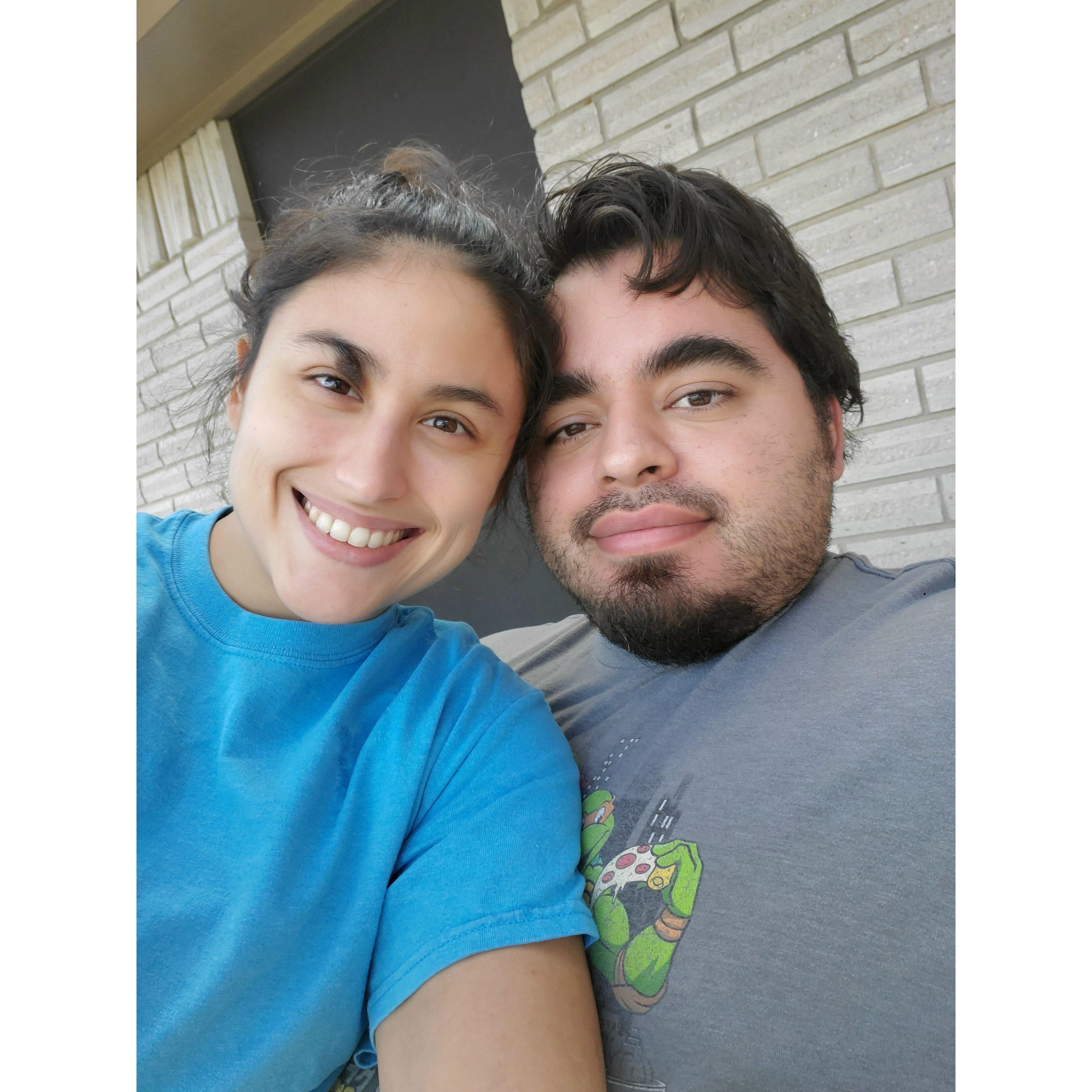 Our 10-year anniversary. We were both sick from co-vid, but still made sure to get a photo!