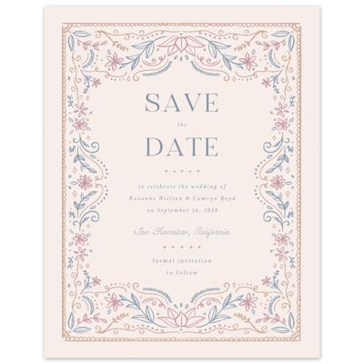 Linen, Beige Wedding Digital Save the Date - Maglorie Portrait