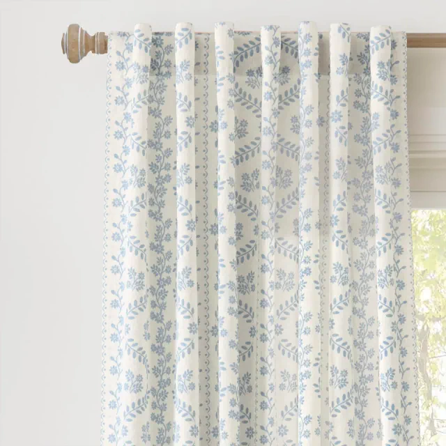 Lush Décor Doreen Delicate Floral Window Panels Blue Pair 52x84
