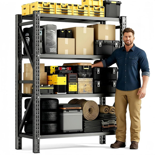 Lionhon Heavy Duty Garage Shelving, 36" W x 16" D x 71" H, 3000 LBS Capacity, 4-Tier Adjustable Metal Storage Shelves, Reinforced Steel Storage Rack for Garage, Basement, Utility Room