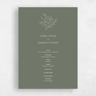 Green Simple Wedding Program - Essenza