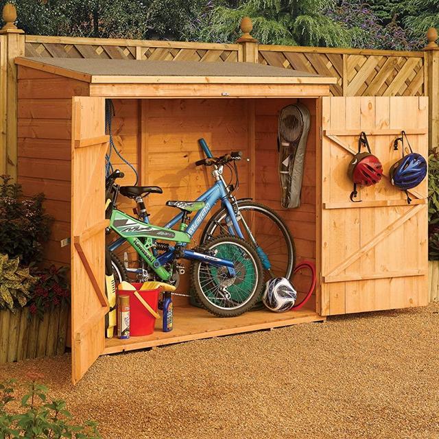 Bosmere WS1881H Rowlinson Wallstore Wooden Outdoor/Garden Lockable Storage Unit with Double Doors, Honey-Brown Finish