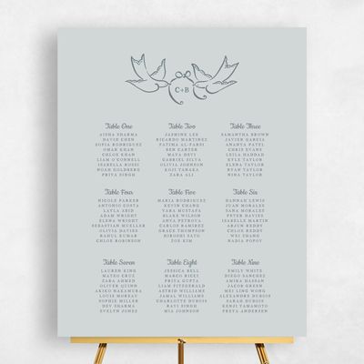 Blue Sage Mist Wedding Sign - Camarine Seating Chart