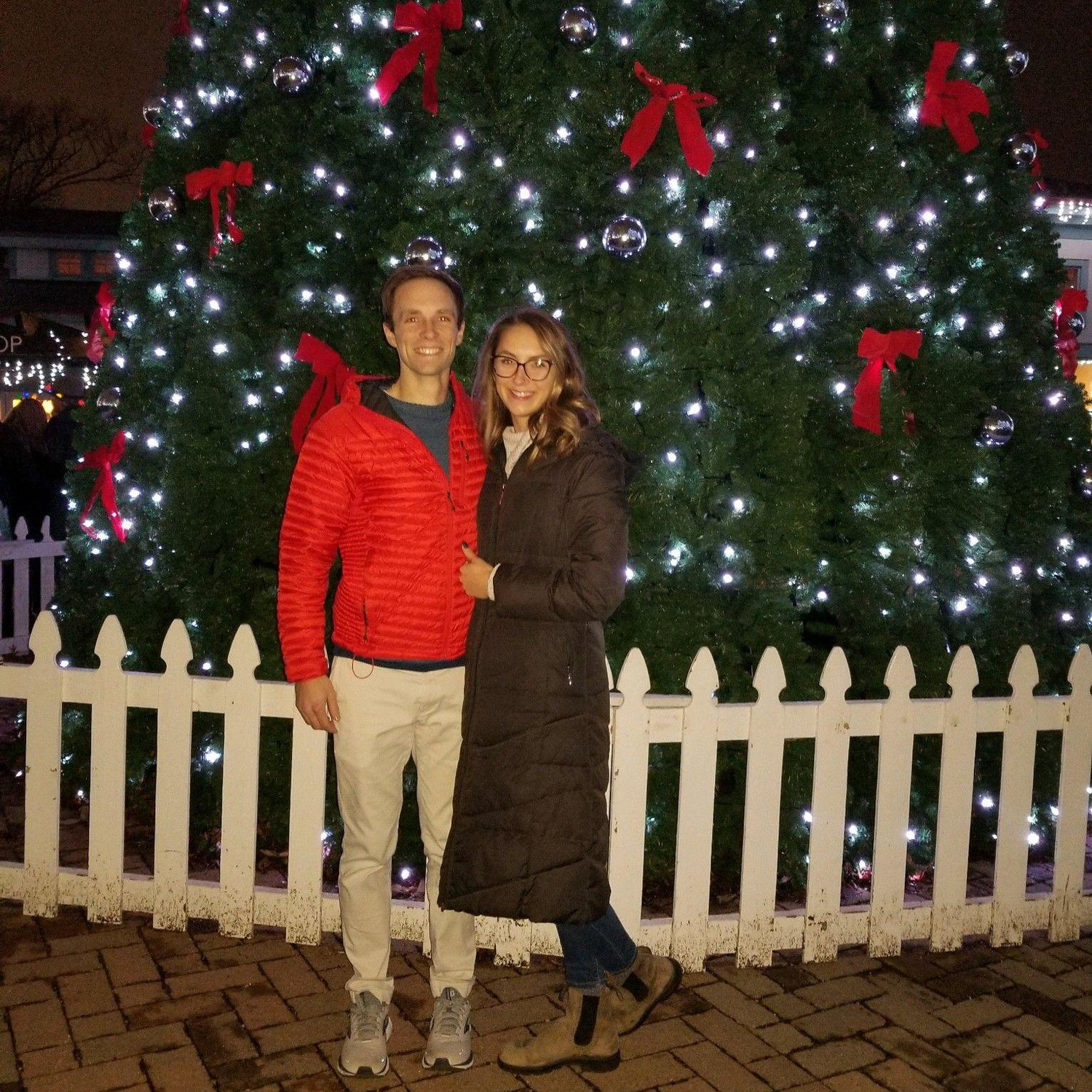 Our first picture together at the Cincinnati Zoo Festival of Lights
