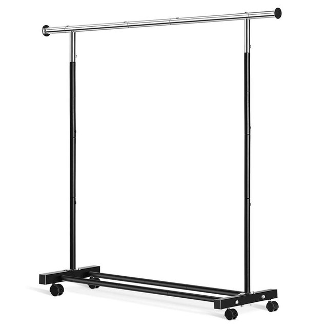 VICERII Clothing Rack, 55.51 Inch Heavy Duty Clothes Rack Rolling Garment Rack with Wheels and Bottom Shelf, 130LB Capacity Clothes Racks for Hanging Clothes, Coats, Shirts, Sweaters, Skirts, Black