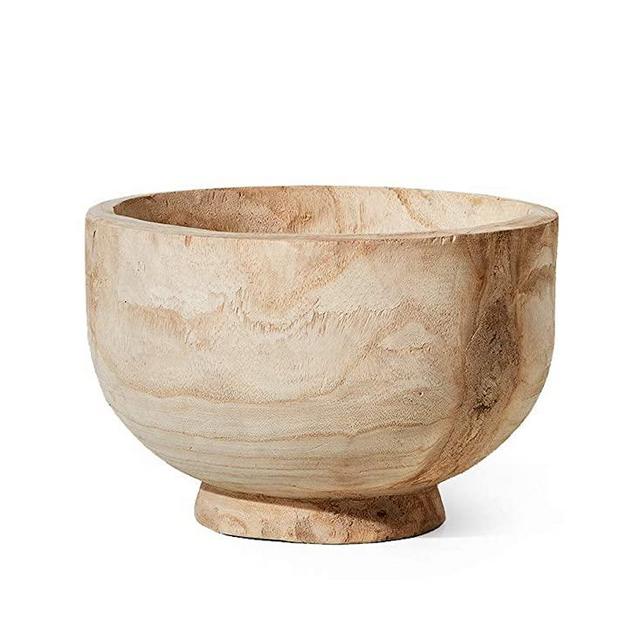 Serene Spaces Living 11" Paulownia Round Wood Bowl, Handmade Wooden Decorative Bowl for Décor, Parties, Wedding Centerpiece, Floral Arrangements, Measures 7" Tall and 11" Diameter