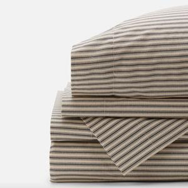 Charcoal Ticking Stripe Sheet Set King