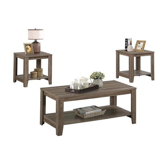 Monarch Specialties I 7914P Table Set, 3pcs Set, Coffee, End, Side, Accent, Living Room, Laminate, Brown, Transitional