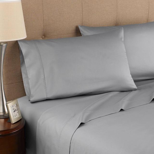 King 300 Thread Count Organic Cotton Solid Sheet Set Gray - Modern Living