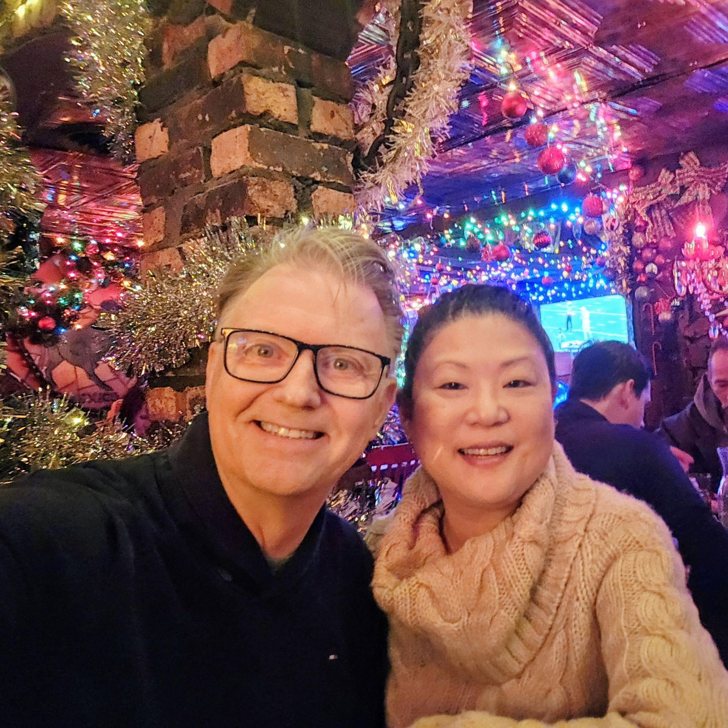 Our Christmas tradition- going to Kelsey's Roadhouse for holiday cheer