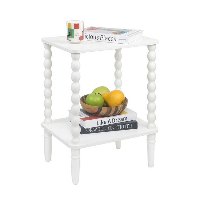 Fultyle White End Table, Small Side Table with Storage Shelf, 2-Tier Modern NightStand for Bedroom, Living Room, Small Spaces (White)