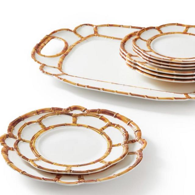 Bamboo Melamine Dinner Plate, Set of 4