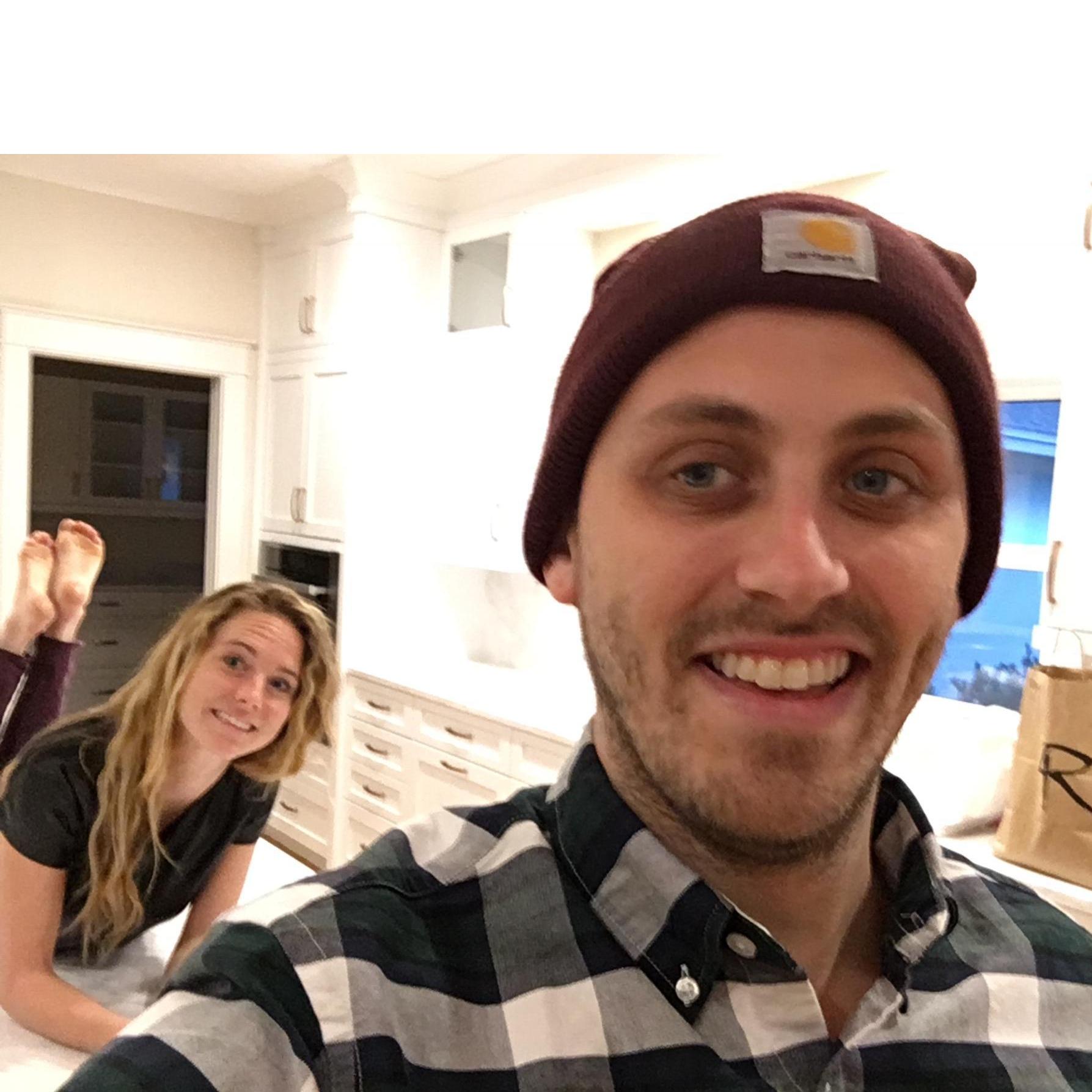 The kitchen island is for posing.