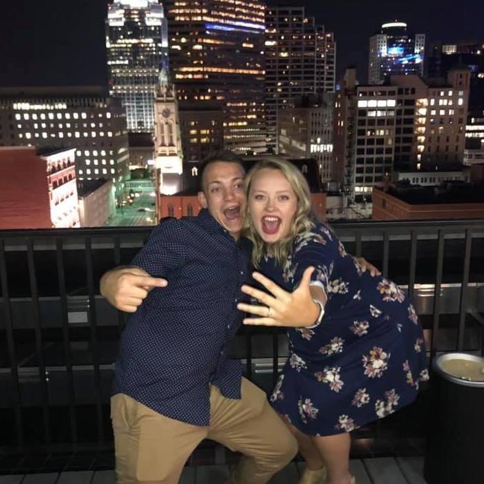 We're engaged! After Bernie surprised me with a ring, he also planned for our families to be waiting for us at dinner. This was taken when we took the afterparty to Jake's apartment rooftop.