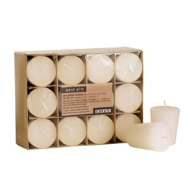 Unscented Votive Candles, Set of 24, Ivory
