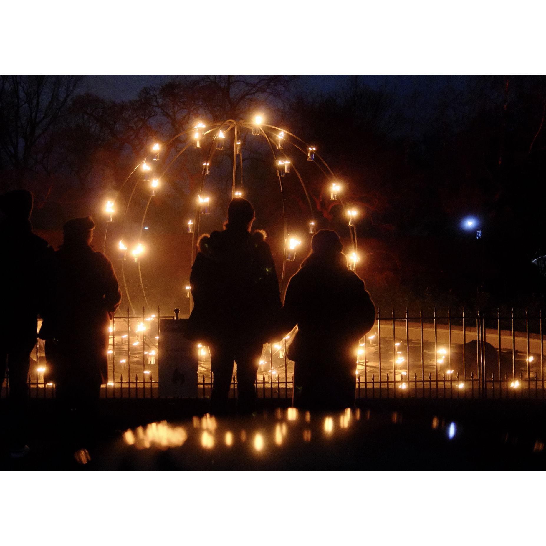 Moments before the big proposal at the fire garden at Brooklyn Botanical Gardens